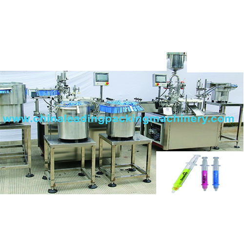 Syringe filling line for gel
